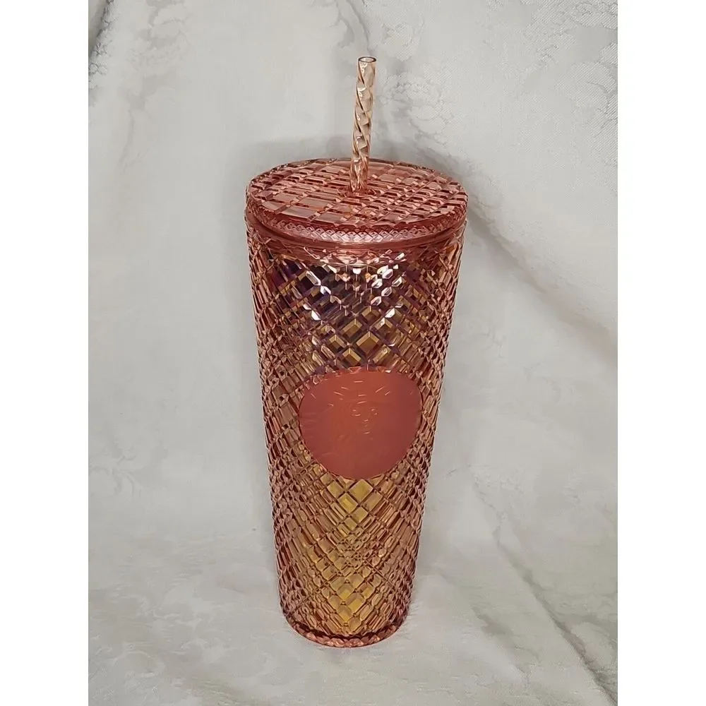 Starbucks 2021 Winter Holiday Jeweled Tumbler Cold Cup 24oz Rose Gold Venti - Picture 3 of 8